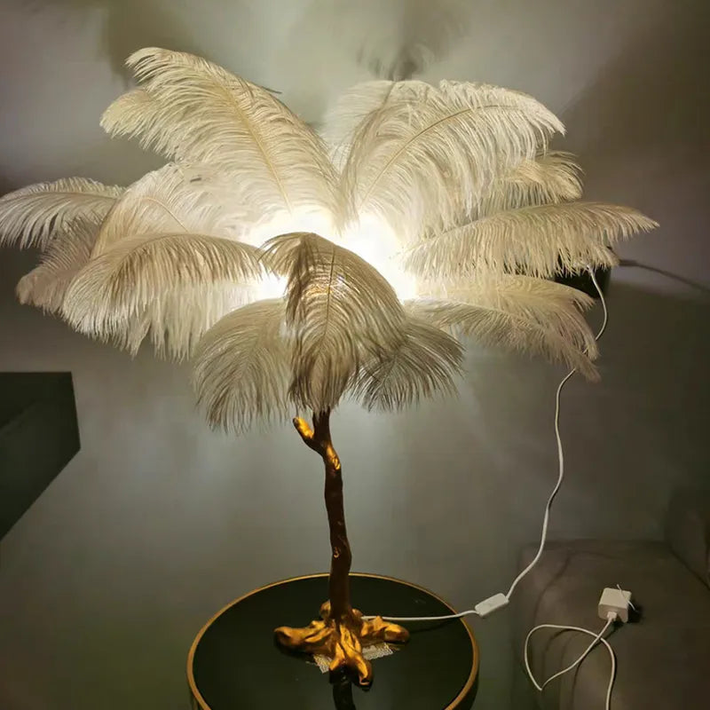 Nordic Ostrich Feather Lighting Bedroom