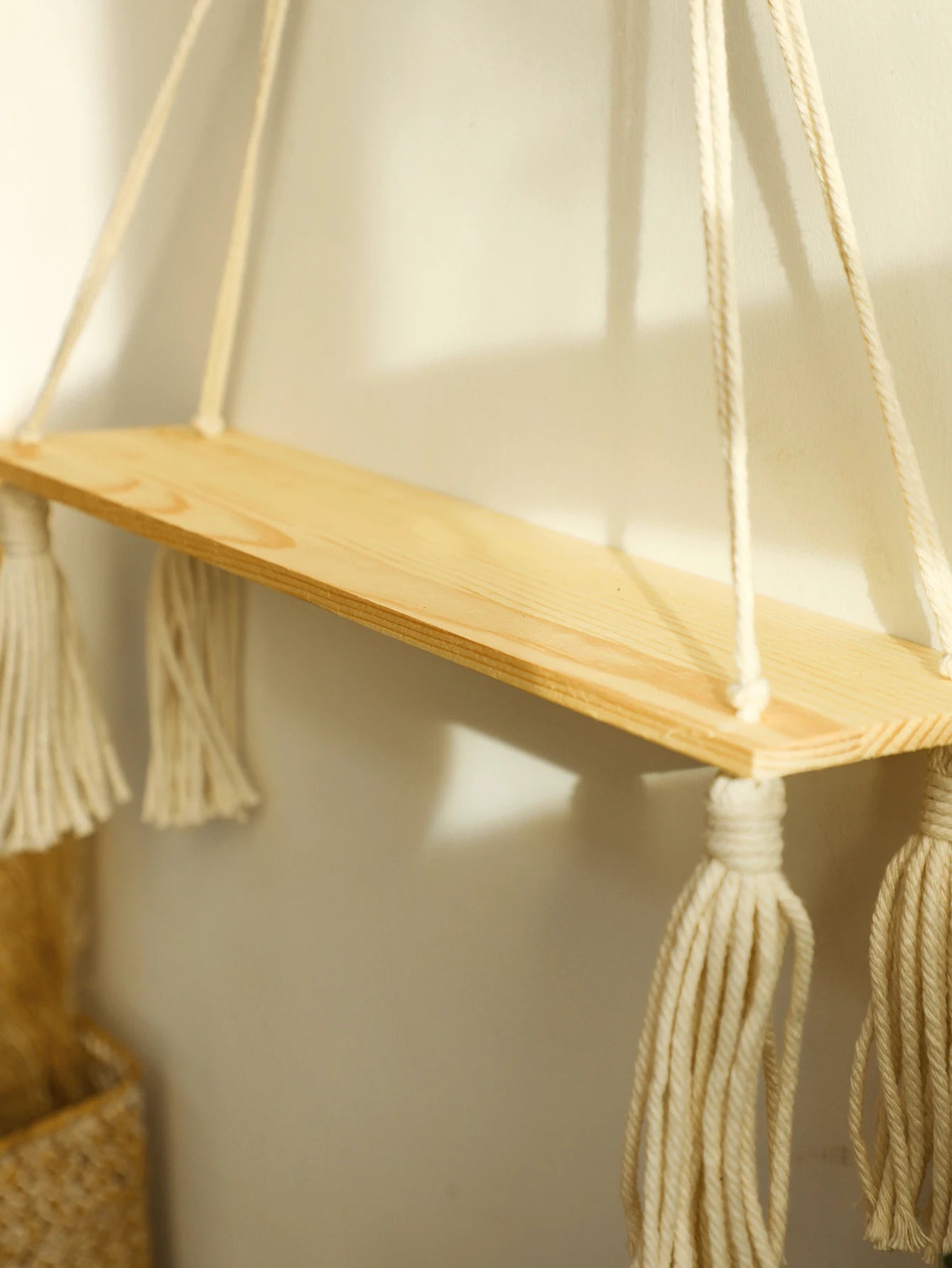 Wood Wall Shelf Macrame Bedroom