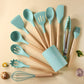 Wooden Handle Silicone Kitchen Utensils