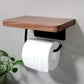 Wooden Shelf Tissue Roll Hanger Bathroom