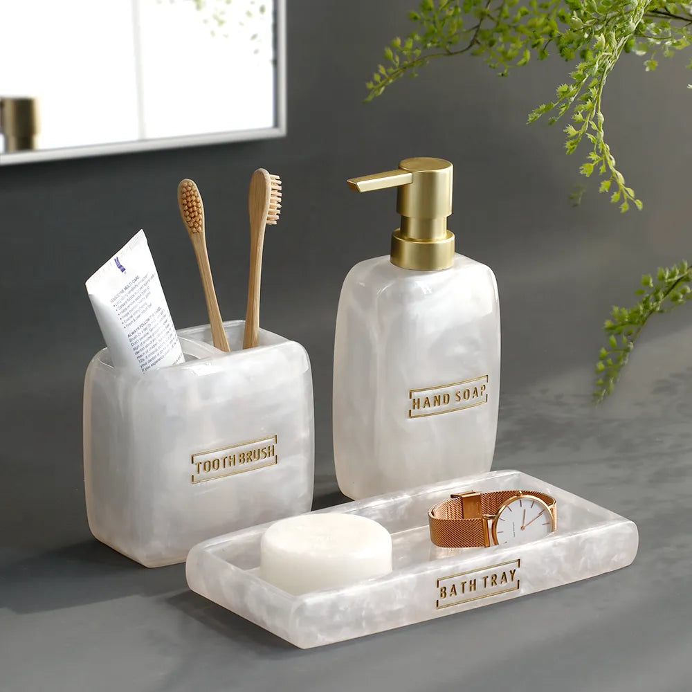 Bathroom Accessories White Pearl Look